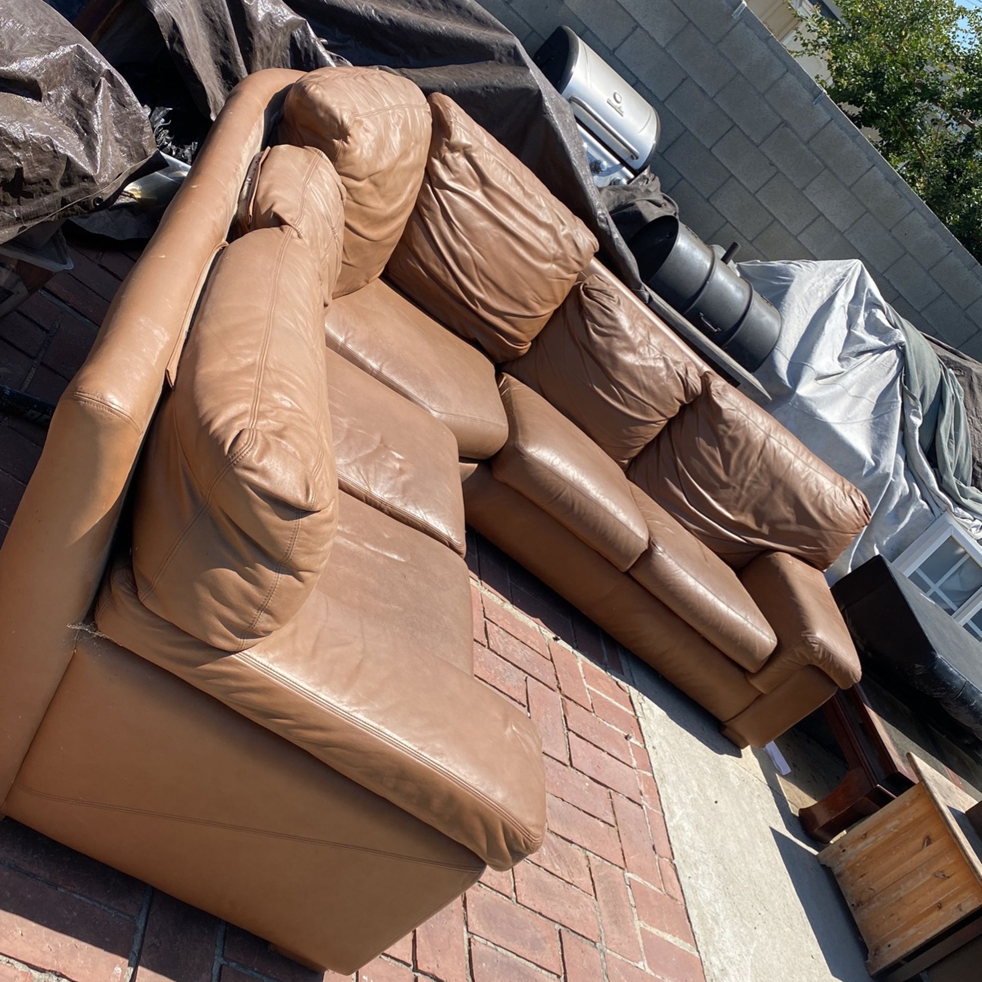 Genuine leather sectional.