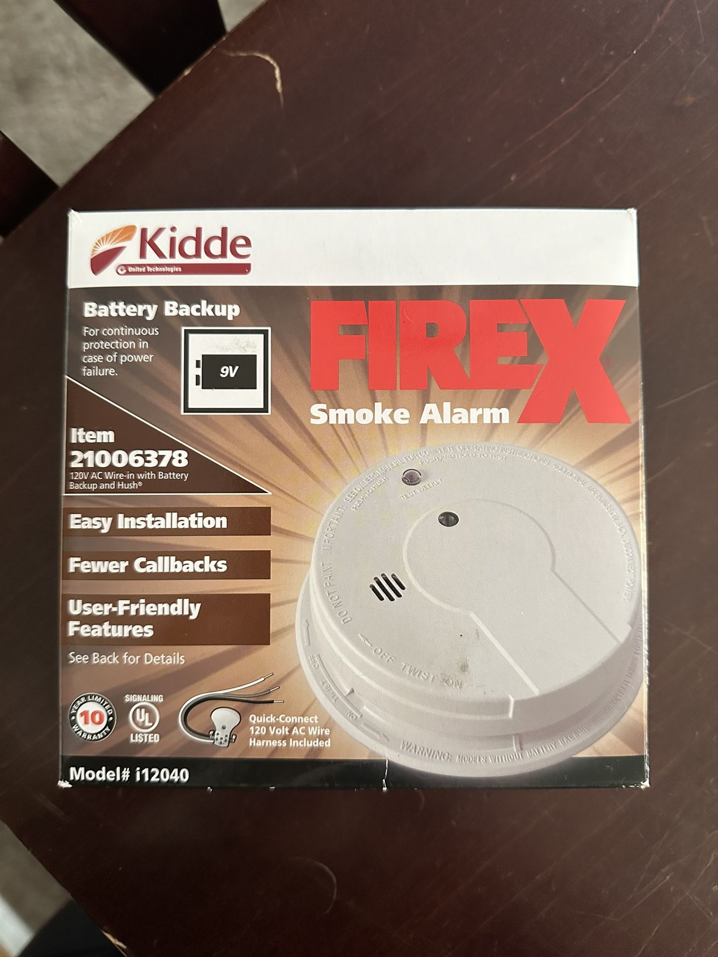 Kidde Fired Smoke Alarm w/Battery Backup Item #(contact info removed)8