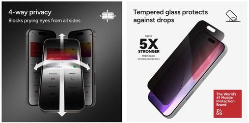 NIB ZAGG Glass 4-Way Privacy XTR Screen Protector for iPhone 17 Pro