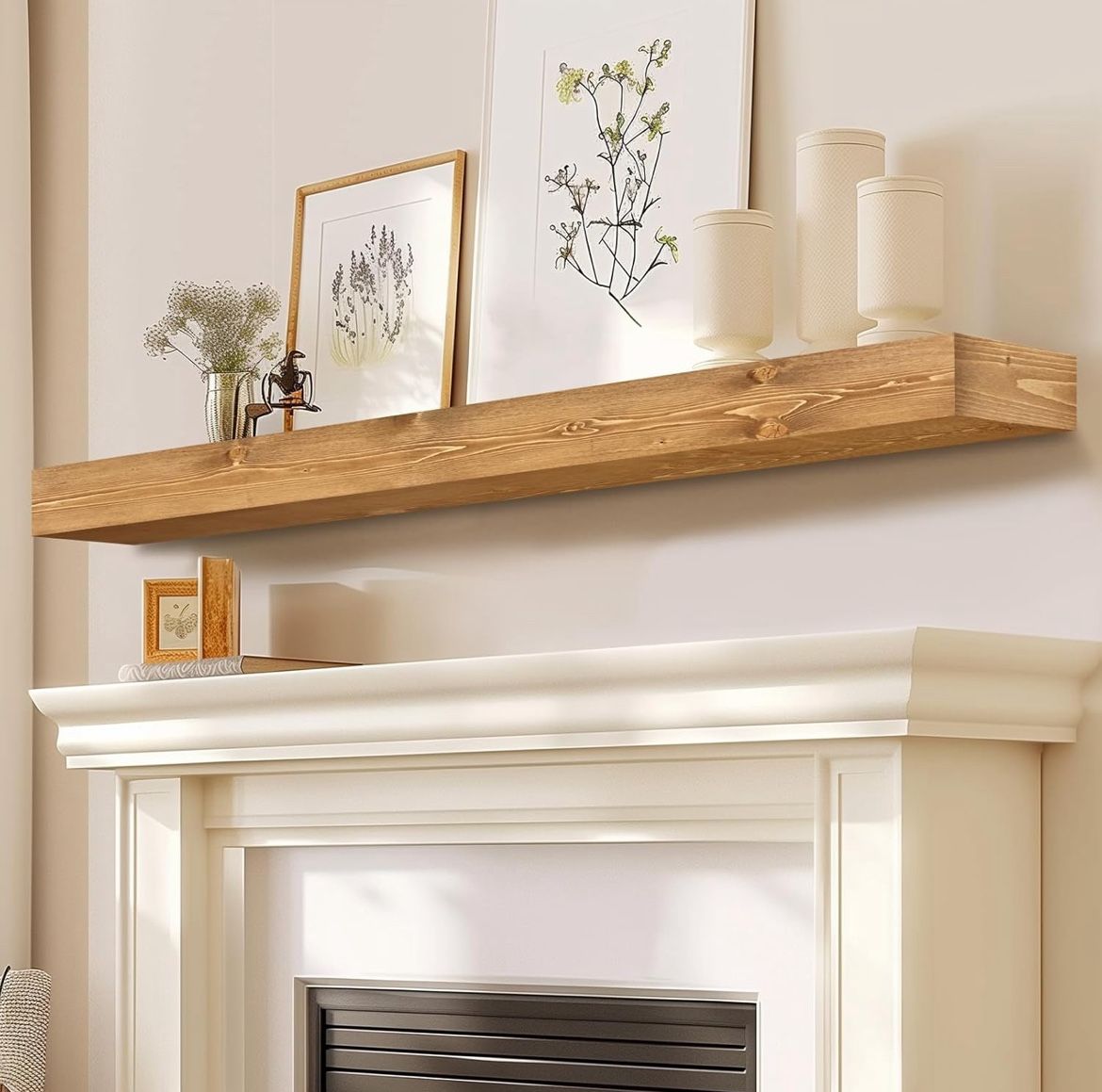 Fireplace Mantel Handmade Floating Shelf 60in Rustic Wood