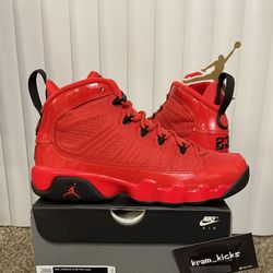 New* Air JORDAN 9 Retro "Chile Red" GS Mens Size 5.5 y or WOMENS 7 US - DS OG All