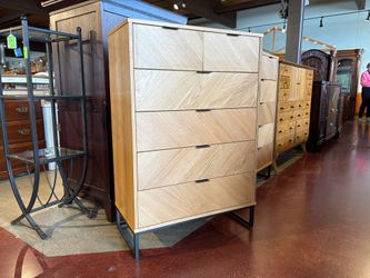 Herringbone Pattern Tallboy Dresser with Soft Close Drawers