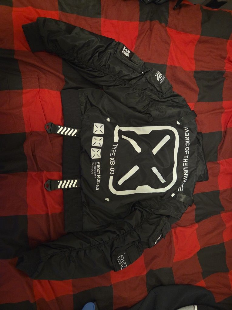 Fabric of The Universe Techwear Graphic Fashion Bomber Jacket Size Medium