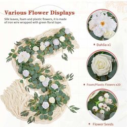Artificial Eucalyptus Garland with Flowers: 6FT White Fake