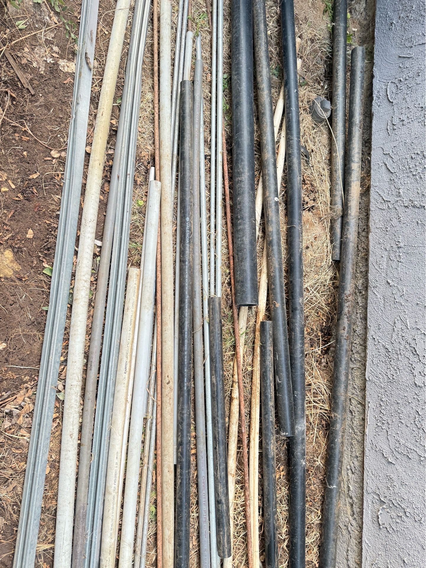 PVC and metal pipes