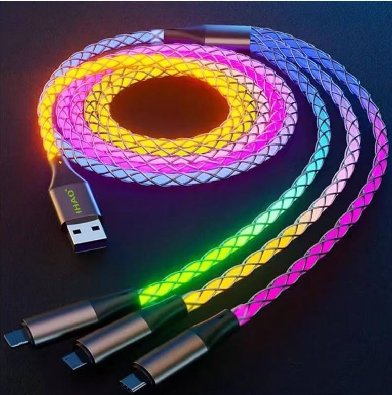 iPhone Samsung Galaxy, LG, PS5 Android Cell Phone Led Fast Multi charger 3 in 1