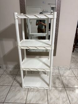 4 Tier White Plastic Utility Storage Shelving Unit Organizer 51"H x 22"W x 13"D