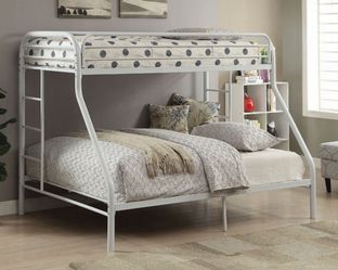 Brand New White Solid Metal XL Twin over Queen Bunk Bed