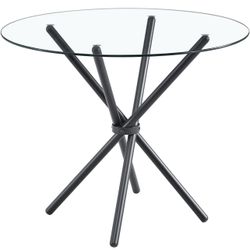 Round Glass Counter Height Dining Room Table for 2-4 people