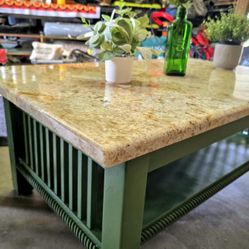 Solid granite and real wood coffee table