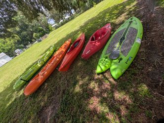 kayaks and paddleboard