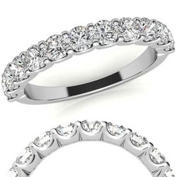 Woman's 14K White Gold 10 Stone 0.80 CT (SI Color H/I) 2.6 GR Diamond Anniversary Band. (Size: 6.5)