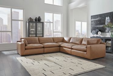 Ashley Furniture 5pc Leather Sectional w/ Ottoman