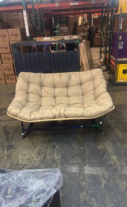 Moving sale!! New Assembled Oversized PE Wicker Double Outdoor Rocking Chair 2-person 700 Lbs Beige (while Supplies Last)