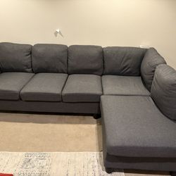 Dark Grey Sectional Sofa with Chaise