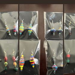 Handcrafted Paper Bead Earrings – $1 Each