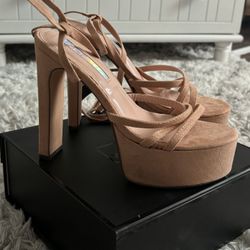 Nude Platform Lace-Up Heels (5.5)