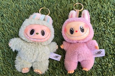 Cute Monster Plush Keychains - Fluffy Bag Charms (Set of 2)