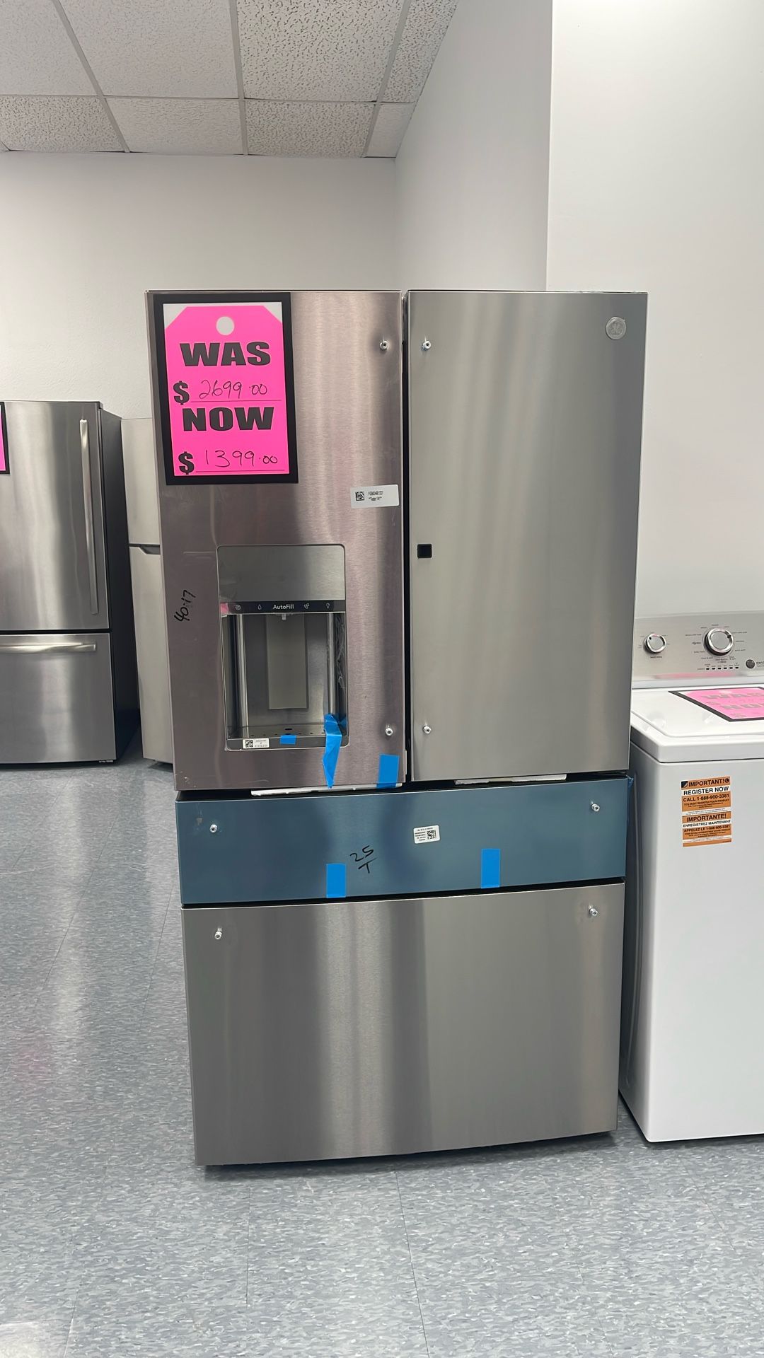 New Scratch And Dent GE Profile 27.9 Cu Ft Gr And Go Stainless Steel French Door Fridge. 1 Year Manufacturing Warranty
