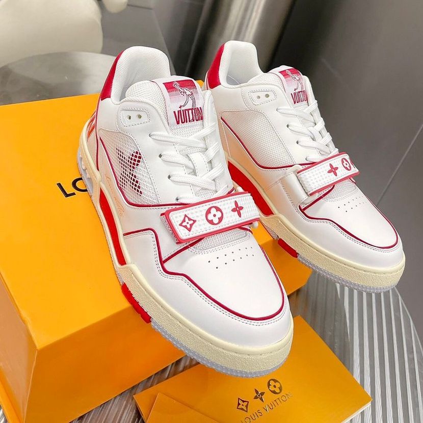 Louis Vuitton RED/White Velcro strap Mono Trainer Sneakers (Euro 44 /men's  10-11) for Sale in Valley Stream, NY - OfferUp