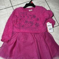 Strawberry Shortcake Toddler Girls Eyelash Knit Tutu Dress with Long Sleeves, 2T