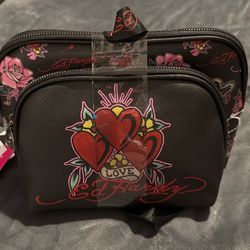 ED HARDY 2 PIECE COSMETIC BAGS NEW