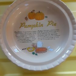 Heavy Ceramic Pumpkin Pie Plate Dish Keeper with Recipe  Interpur Inc
