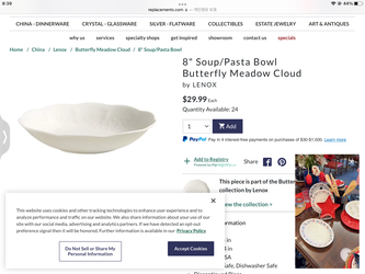 Lenox butterfly cloud series (soup/salad bowl- brand new)