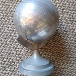 8" Aluminum Globe Table Top World Map 13" Tall Spinning  Living Spaces Restoration Hardware Pottery Barn Pier 1 One Desk Book Shelf Outdoor Metal