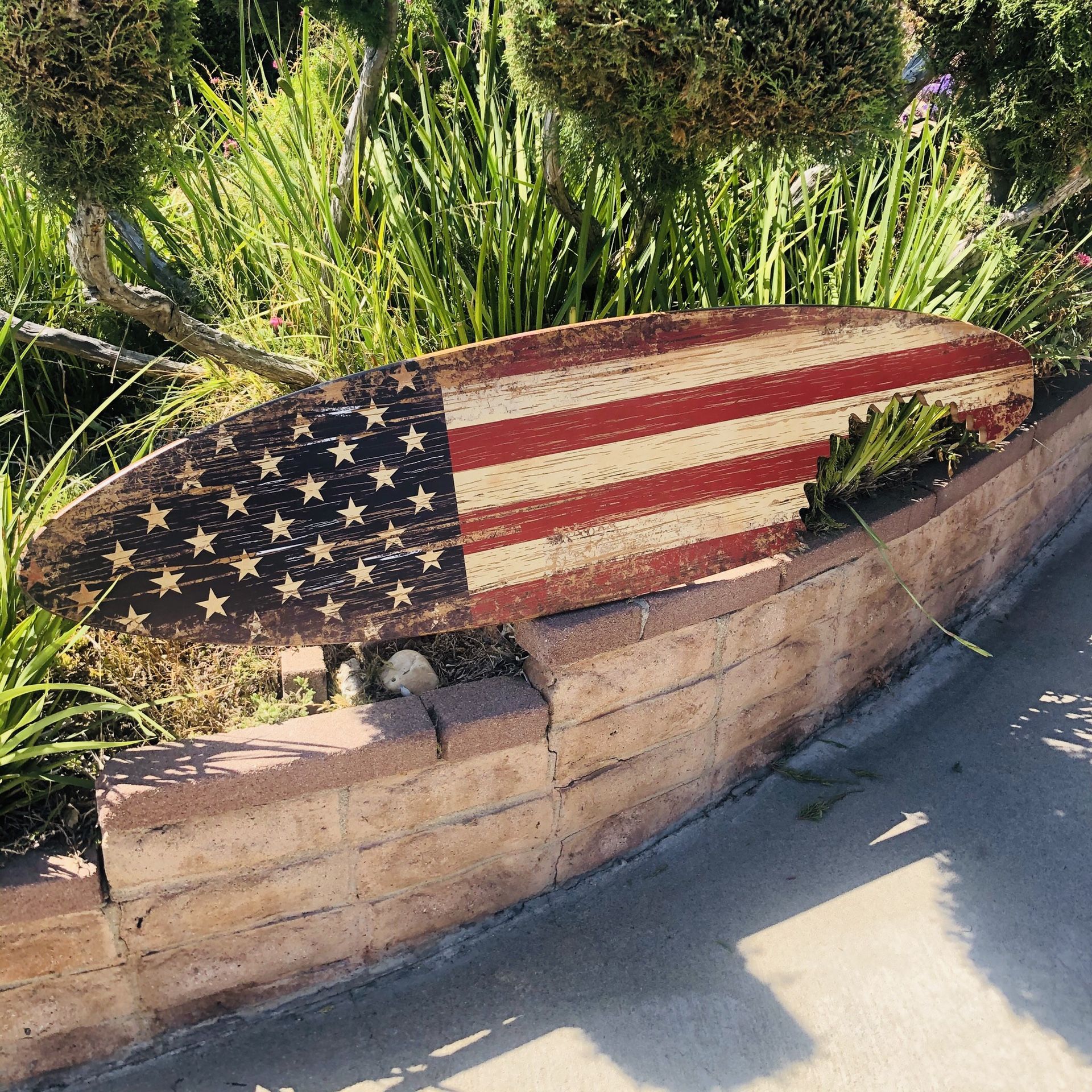 American Flag United States distress look Wood Surfboard Beer Bar Man cave mirror
