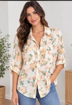 Women's Citrus Floral Button-Down Shirt