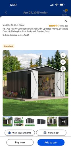 NETAJE 10'x10' Outdoor Metal Shed with Updated Frame