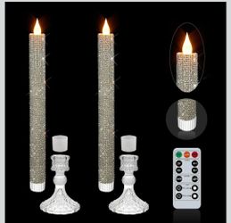 Diamond Double LED Flameless Taper Candles with Remote