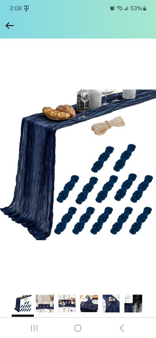 10 Ft Dark Navy Blue Cheesecloth Table Runner Gauze Cheese Cloth for Dark Blue Bridal Baby Shower Wedding Decor (35 x 120 Inch)
Navy Blue