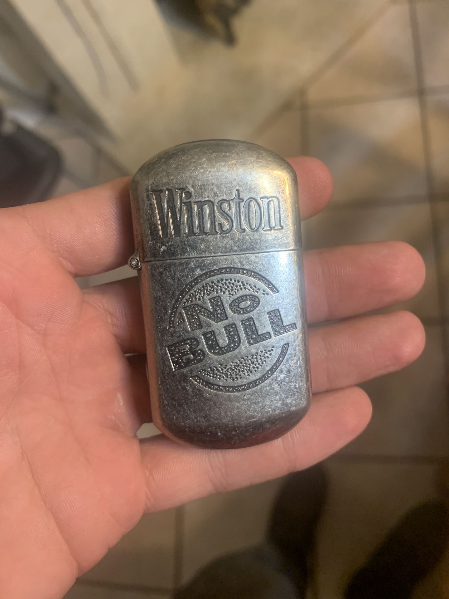 Winston Cig Lighter - “No bull” - Metal Refillable Used Needs Fluid
