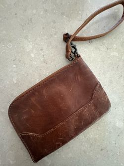 Frye Leather Wristlet — Cognac Brown