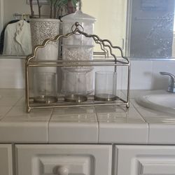 Goldstone And Glass Candleholder