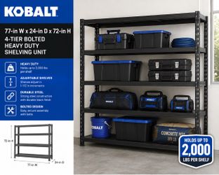 Kobalt 7-Ft Heavy Duty 5-Tier Steel Garage Storage Shelf – New in Box
