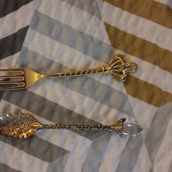 Gold fork and Spoon