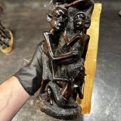 Makonde Tree of Life Hand Carved African Wood Sculpture  Gaboon Black Ebony