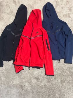 Nike Tech Fleece Full-Zip Hoodies – Black, Red & Navy - Size Small
