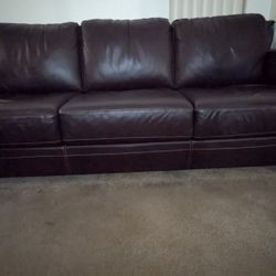 Brown Leather Couch 3 Seats Lowboy In Really Good Condition.