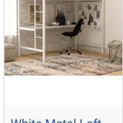 Full Size IKEA Loft Metal Frame Bed With Desk