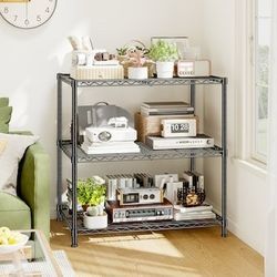 3-Tier Black Wire Metal Storage Shelf