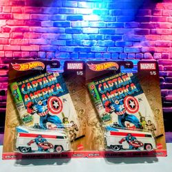 2021 HOT WHEELS MARVEL CAPTAIN AMERICA VOLKSWAGEN T1 DRAG BUS REAL RIDERS $15