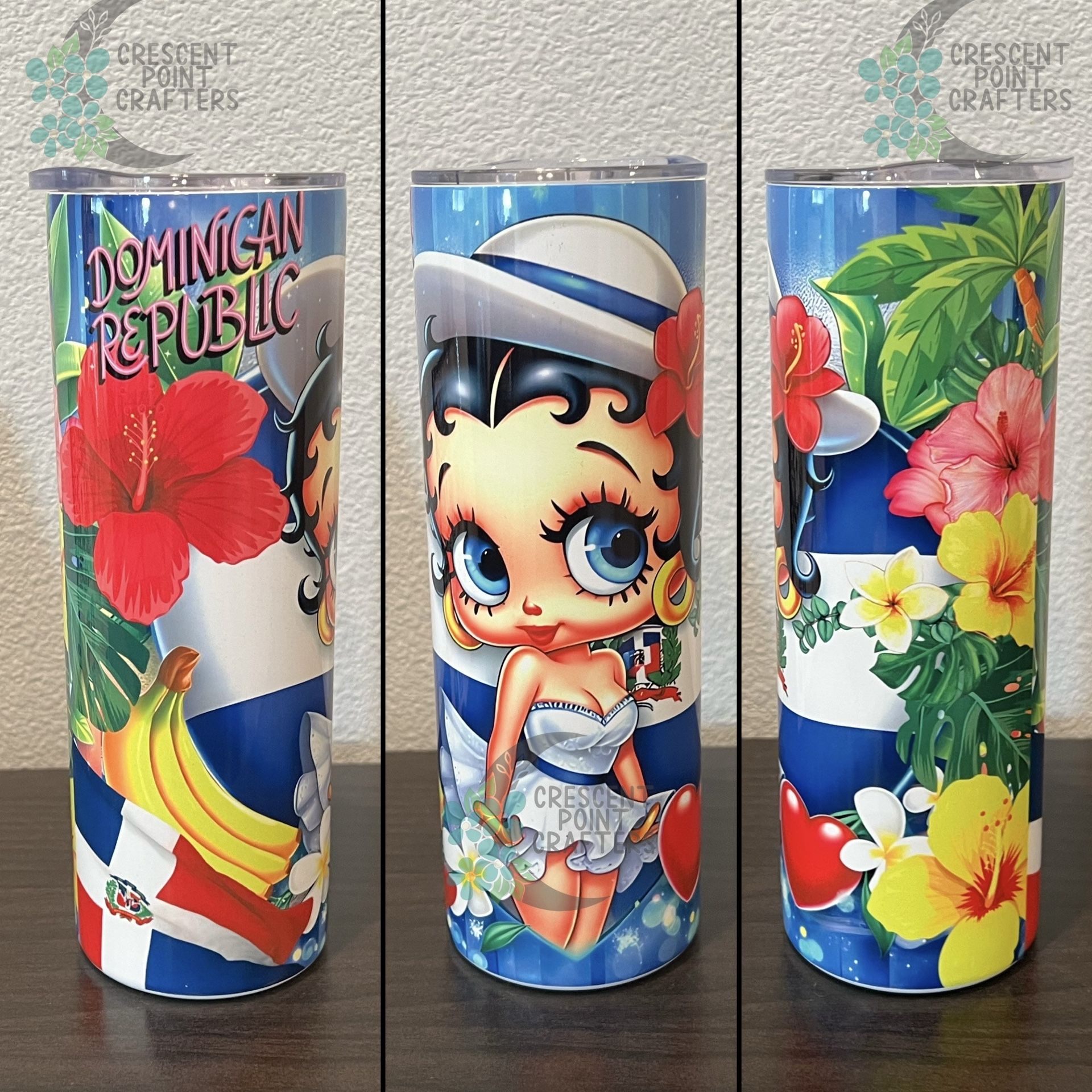 Betty Boop Dominican Republic Theme Tumbler To Go Coffee Cup 20oz Stainless Steel