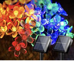 Solar Flower Strings Lights,2 Pack Each 23Ft Total 100 LED 