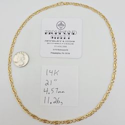 14k gold 21" tigers eye chain