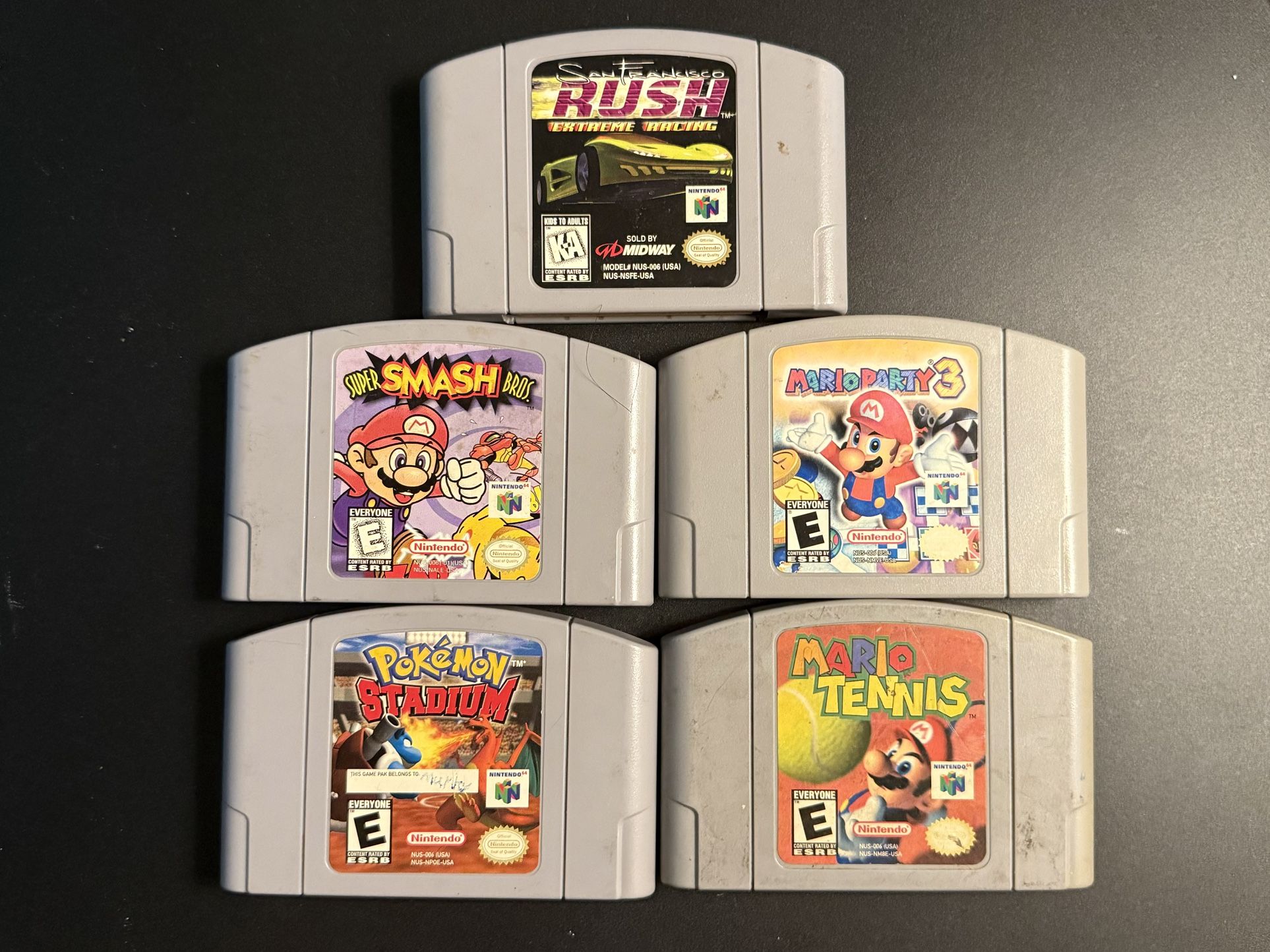 Nintendo 64 Games Bundle - Mario Party 3, Smash Bros, Mario Tennis, Pokemon Stadium