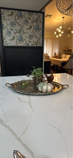 Silver Oval Serving Tray with Handles